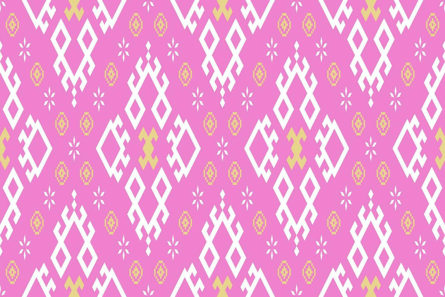 Pink traditional ethnic pattern paisley flower Ikat background abstract Aztec African Indonesian Indian seamless pattern for fabric print cloth dress carpet curtains and sarong vector