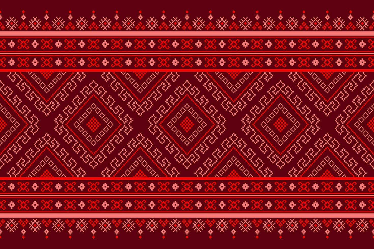 Red Cross stitch colorful geometric traditional ethnic pattern Ikat seamless pattern abstract design for fabric print cloth dress carpet curtains and sarong Aztec African Indian Indonesian vector
