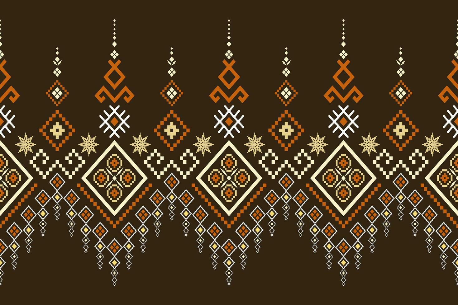 Nature vintages cross stitch traditional ethnic pattern paisley flower Ikat background abstract Aztec African Indonesian Indian seamless pattern for fabric print cloth dress carpet curtains and sarong vector