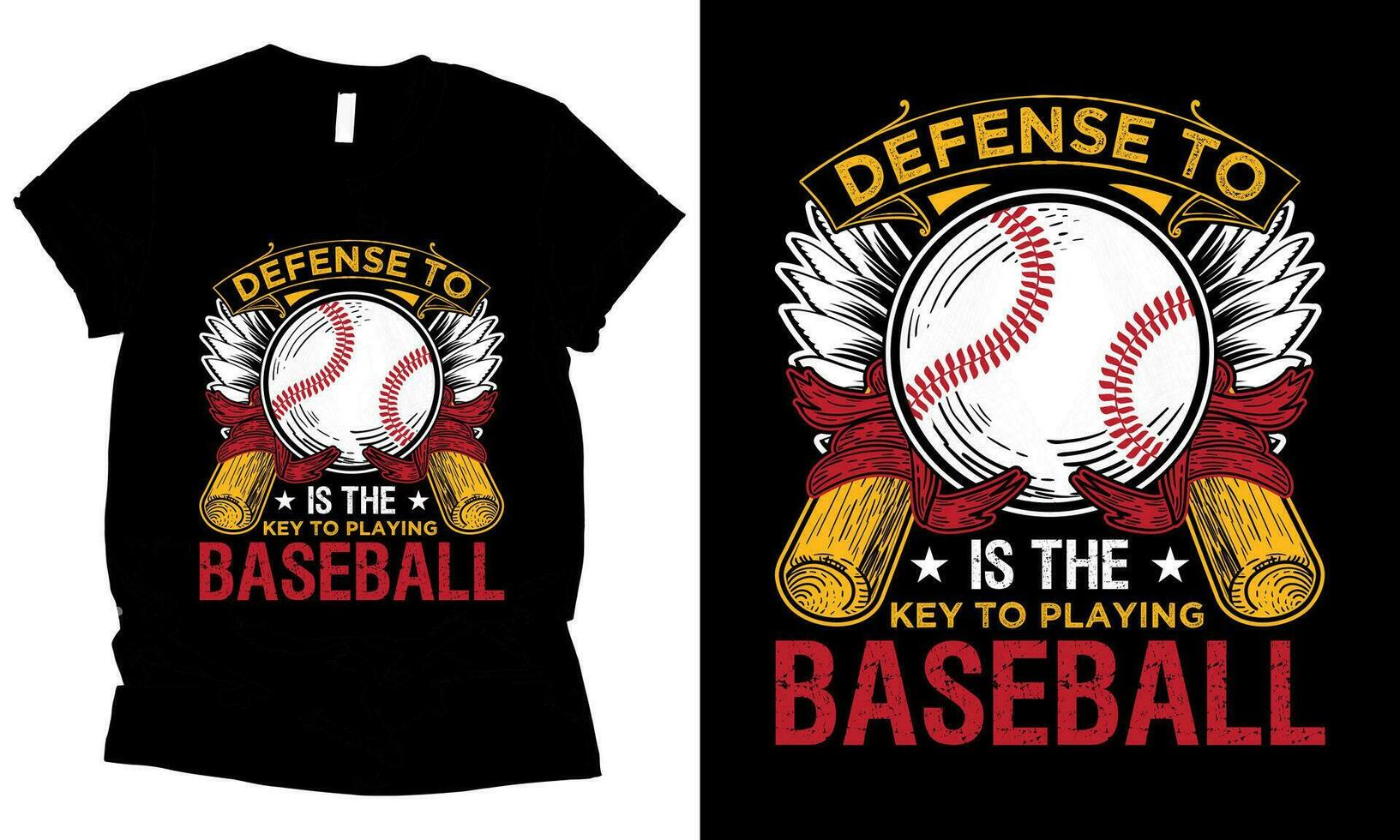 Defense to me is the key to playing baseball graphic t-shirt design vector