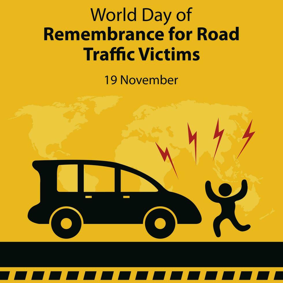 illustration vector graphic of silhouette  of the car hitting a pedestrian, perfect for international day, remembrance for road, traffic victims, celebrate, greeting card, etc.