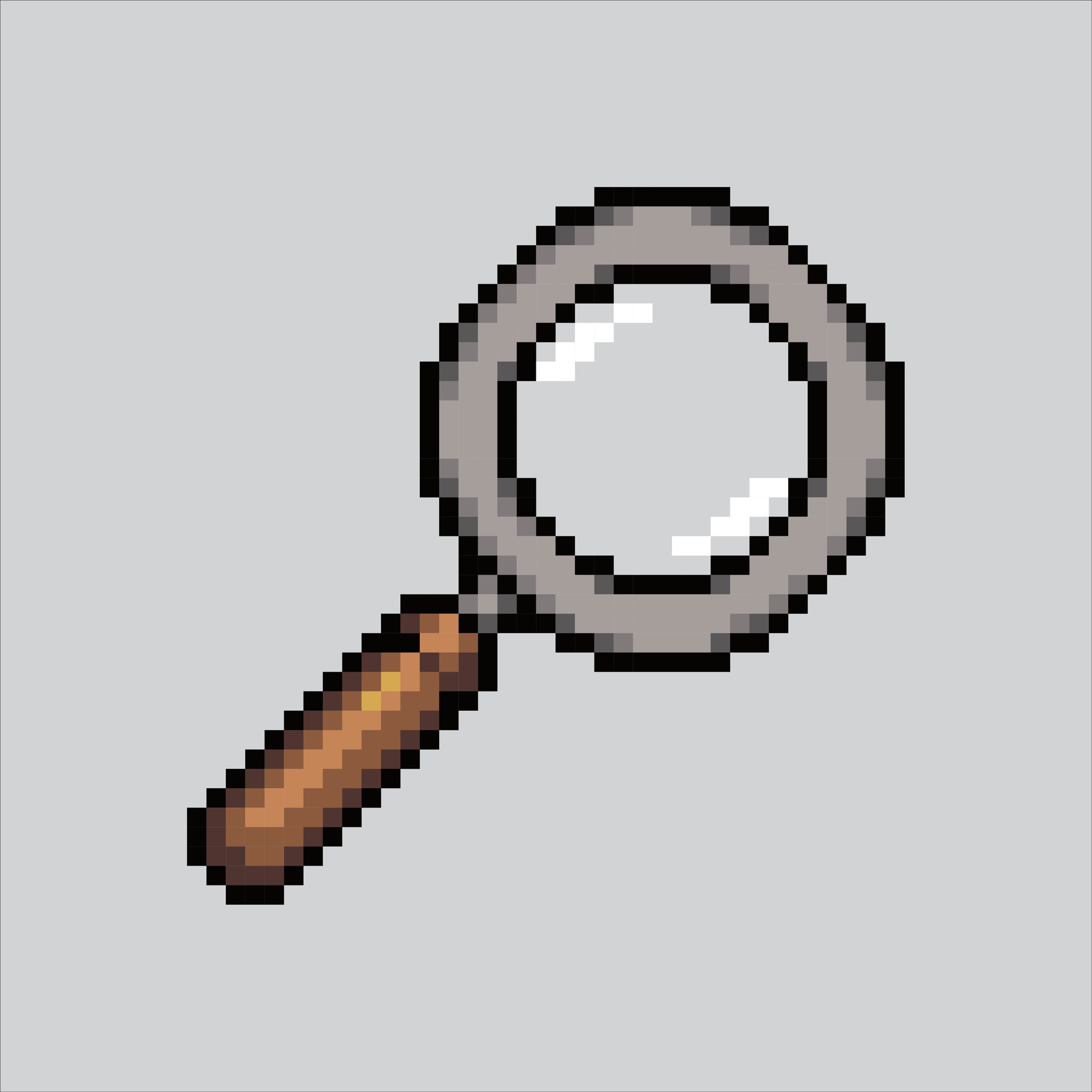 Pixel art illustration magnifying glass. Pixelated lup. magnifying
