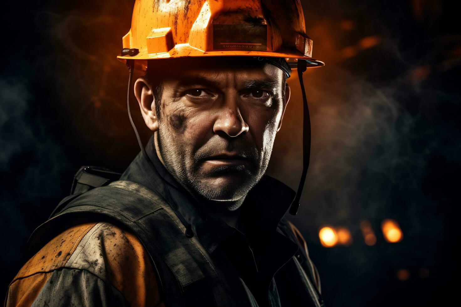 Portrait of a mining engineer at the mine AI Generative photo