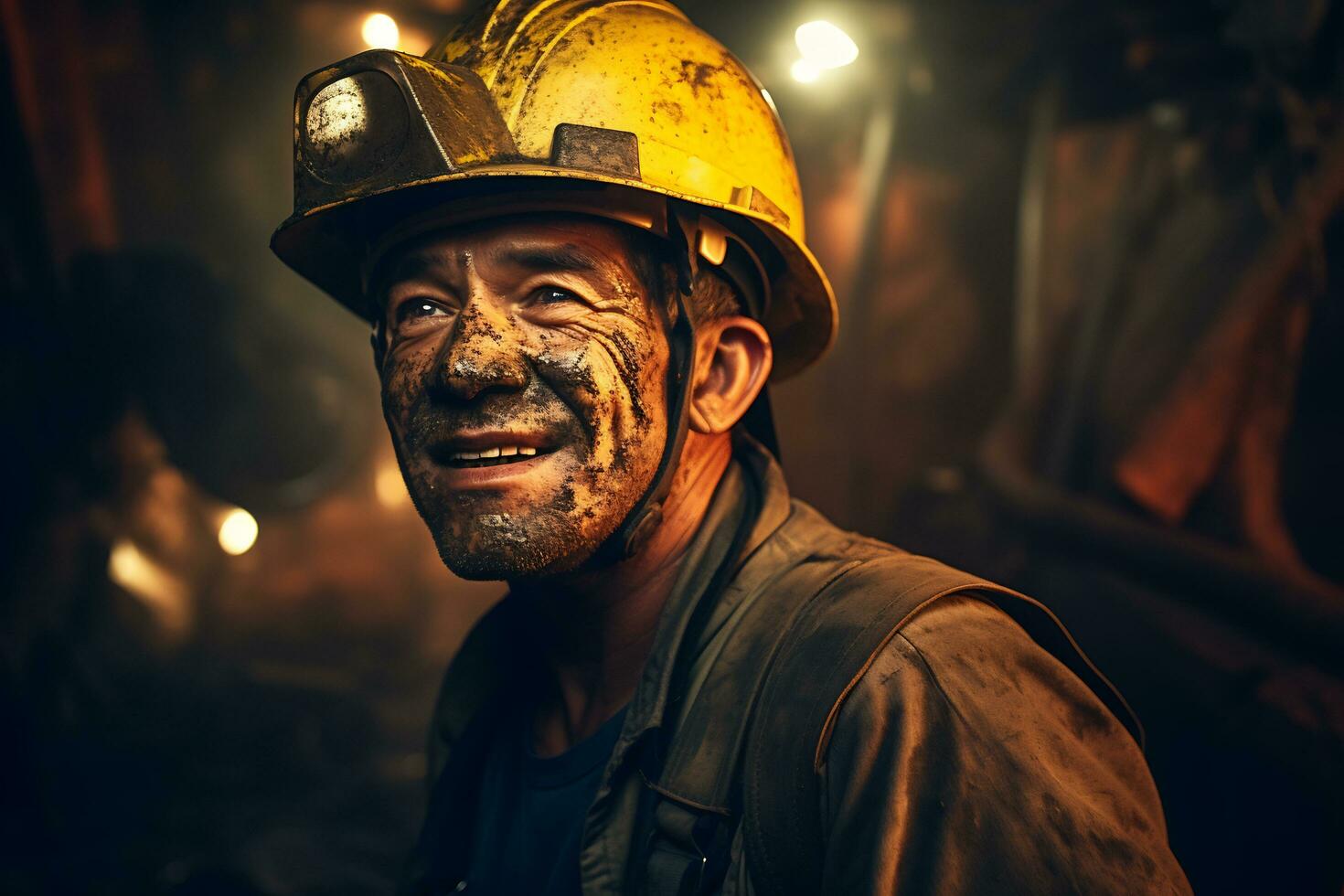 Portrait of a mining engineer at the mine AI Generative photo