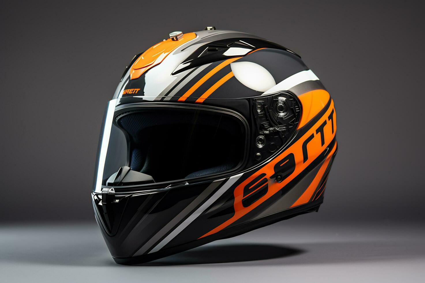 Shot of cool full face helmet on plain background AI Generative photo