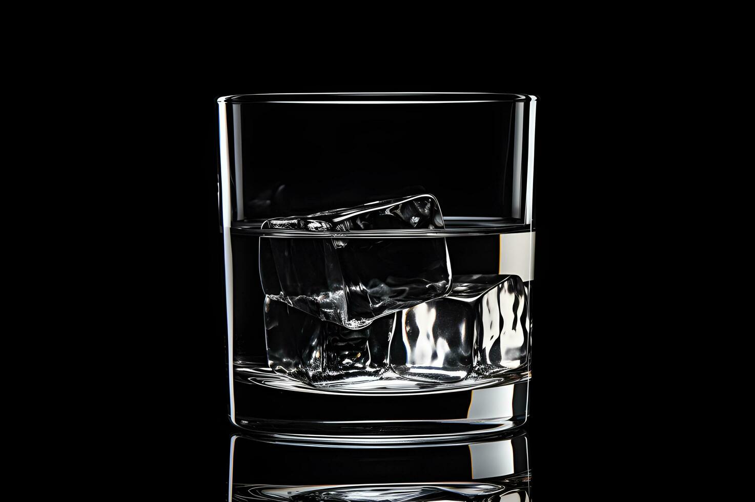 Shot of transparent drinking glass reflects AI Generative photo