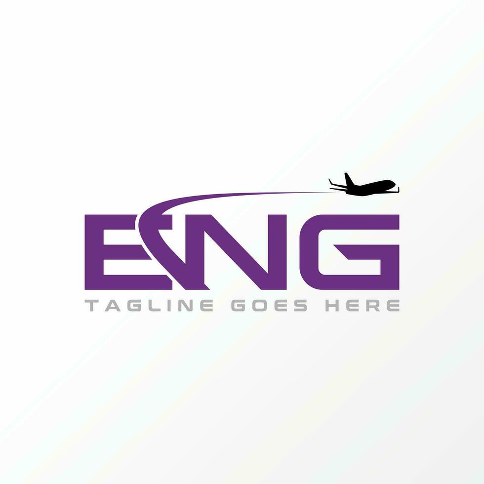 Logo design graphic concept creative abstract premium vector stock sign initial letter ENG font with plane flying Related typography monogram aviation