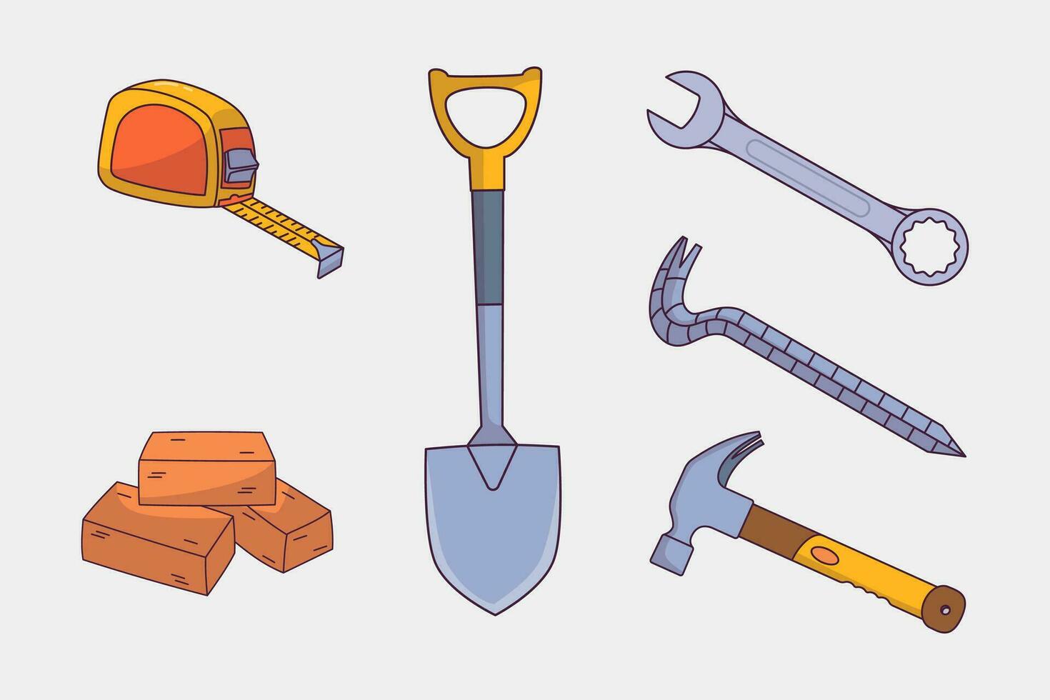 Construcction equipment collection, Construction tools illustration vector