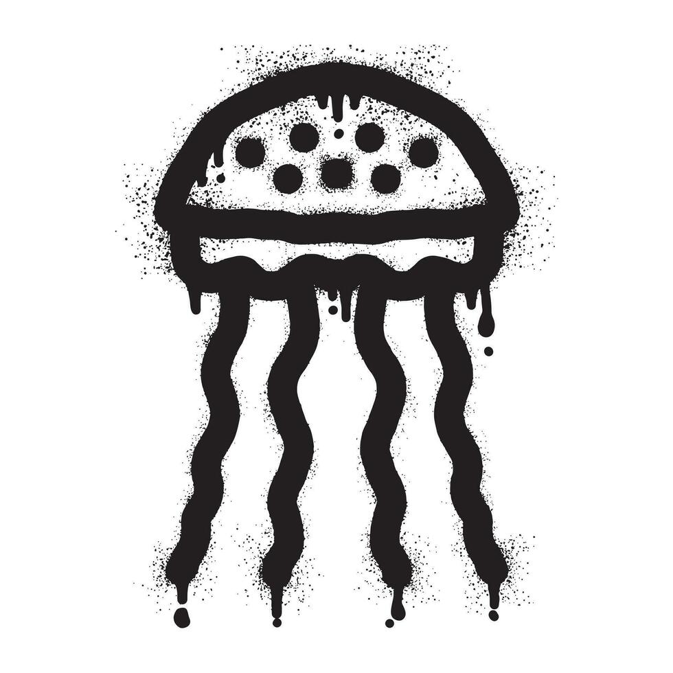 Jellyfish graffiti with black spray paint vector