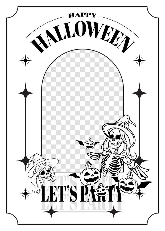 Happy Halloween, let's party. spooky skull, pumpkin vector