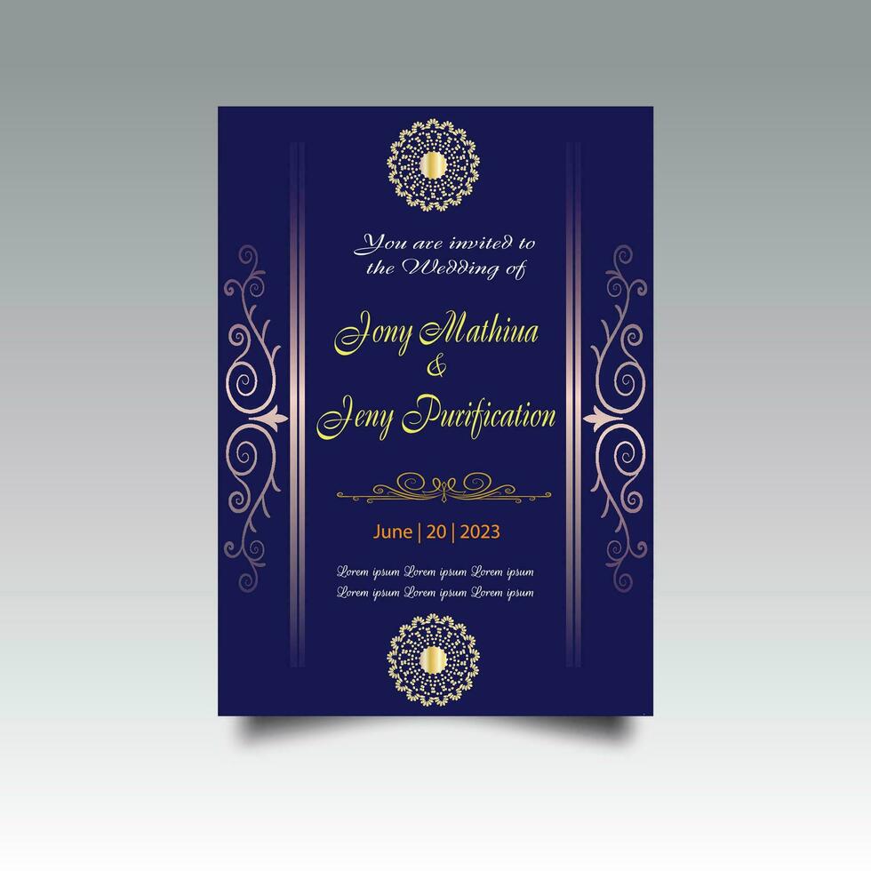 Luxury wedding invitation card design set. Luxury vintage golden vector invitation card template