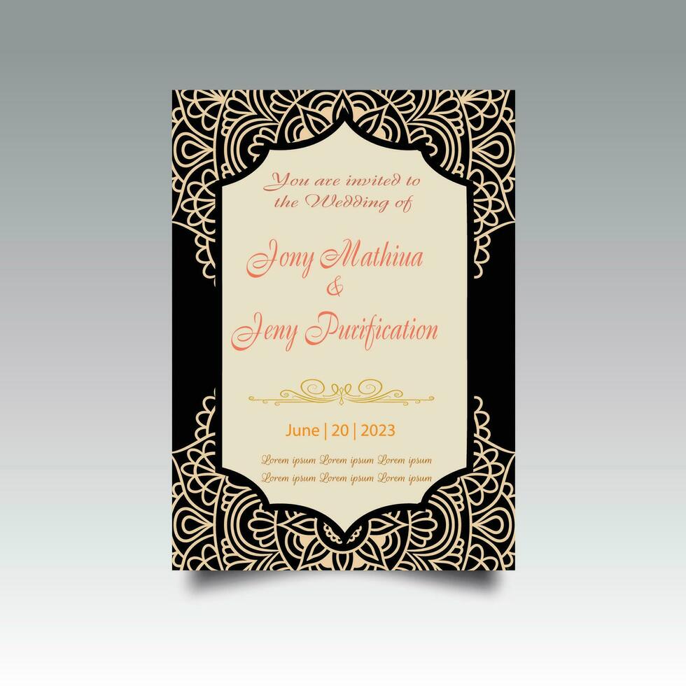 Luxury wedding invitation card design set. Luxury vintage golden vector invitation card template