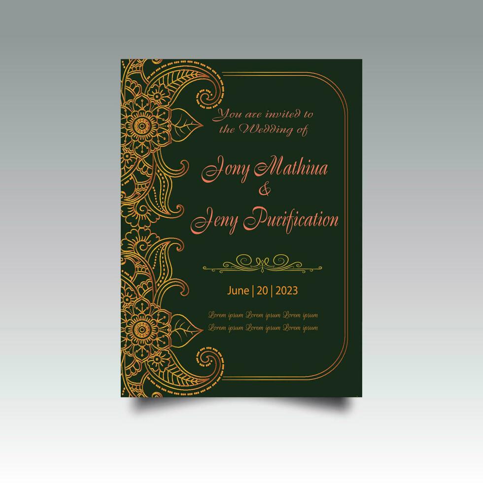 Luxury wedding invitation card design set. Luxury vintage golden vector invitation card template
