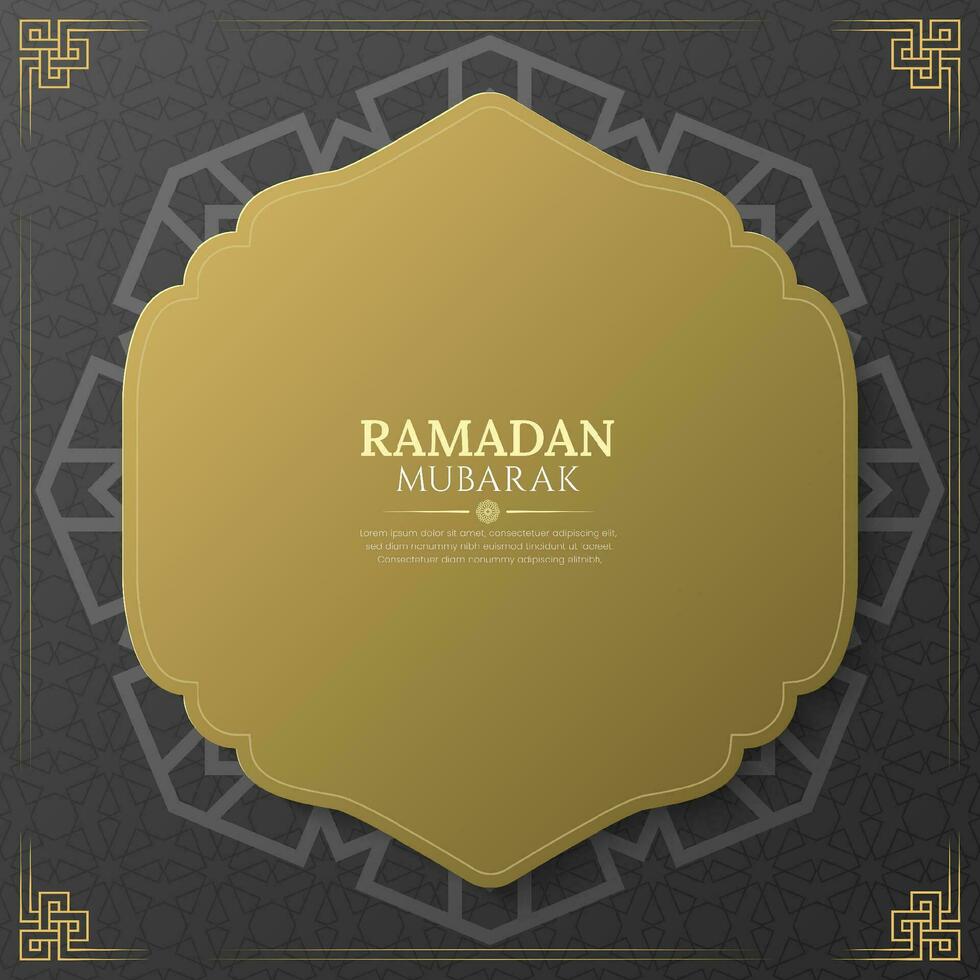 Ramadan Mubarak dark luxury greeting card social media post template vector
