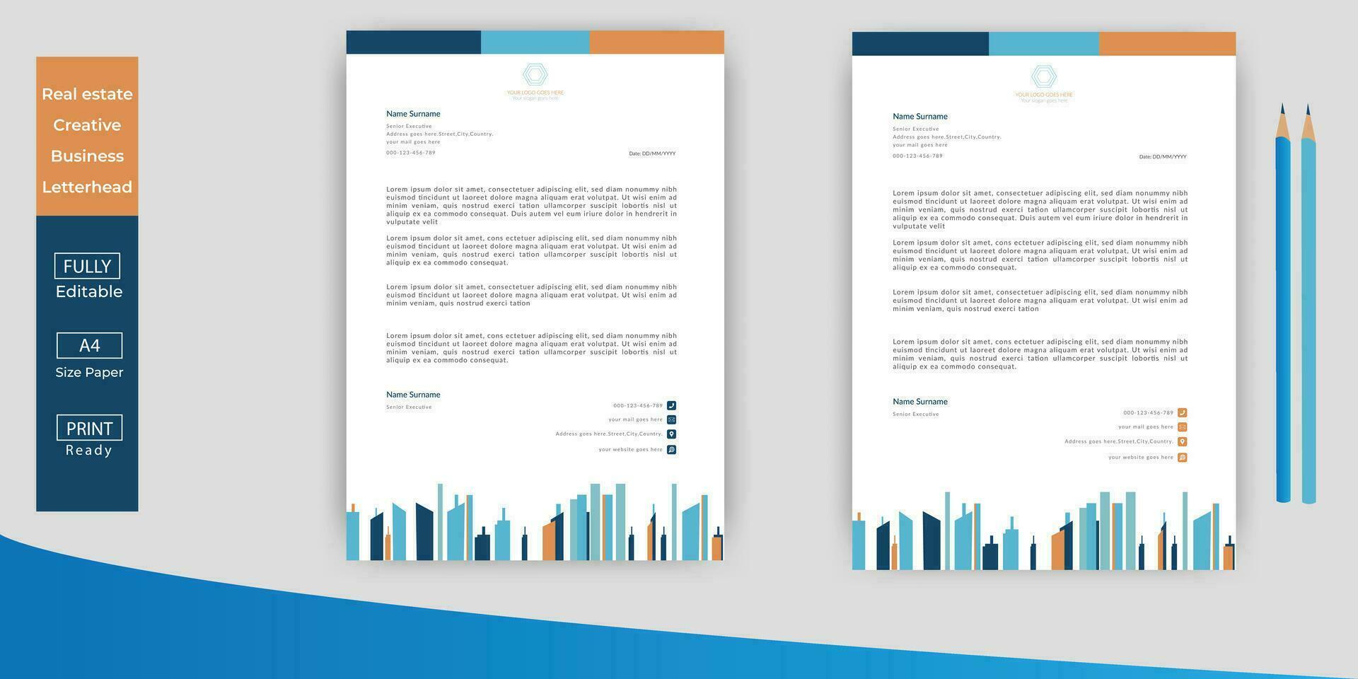 Real Estate Letterhead Design.Creative And Clean Business Style Print