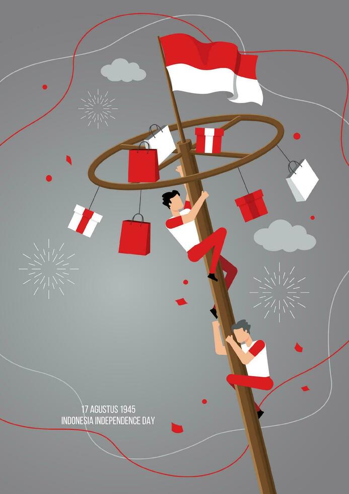 Indonesia independence day concept illustration vector