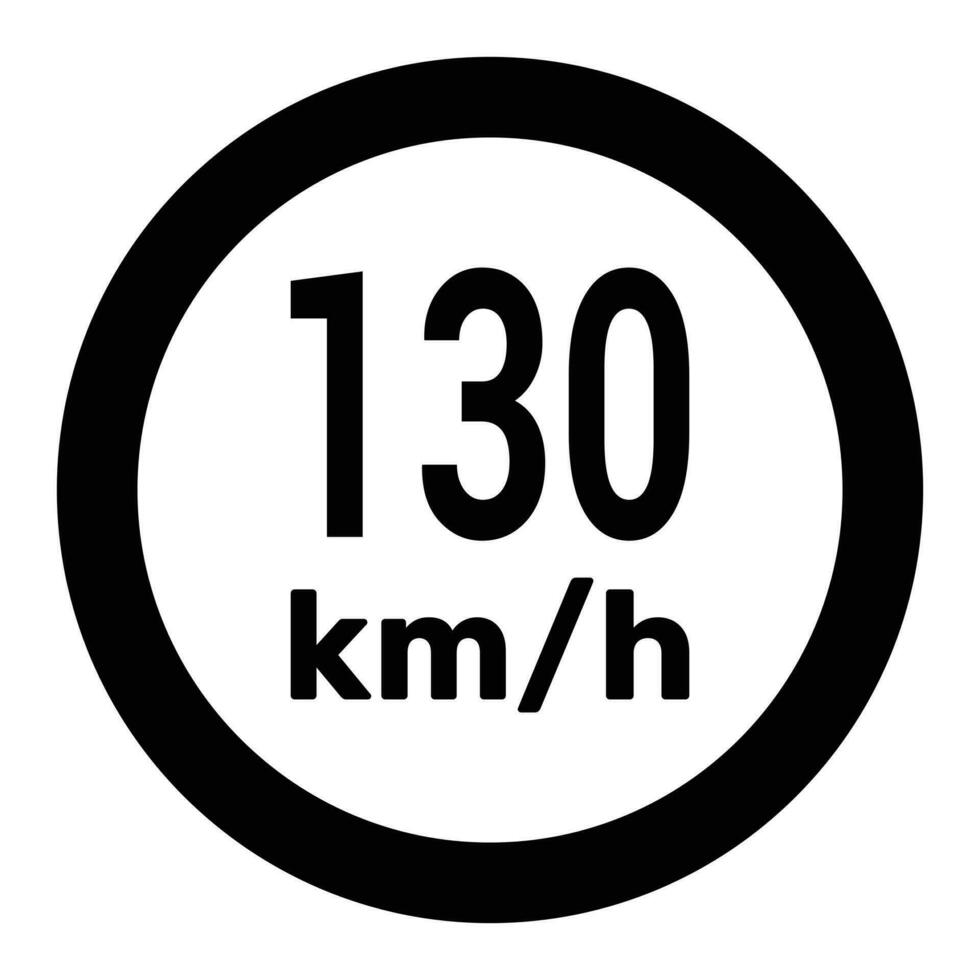 velocidad límite firmar 130 km h icono vector ilustración