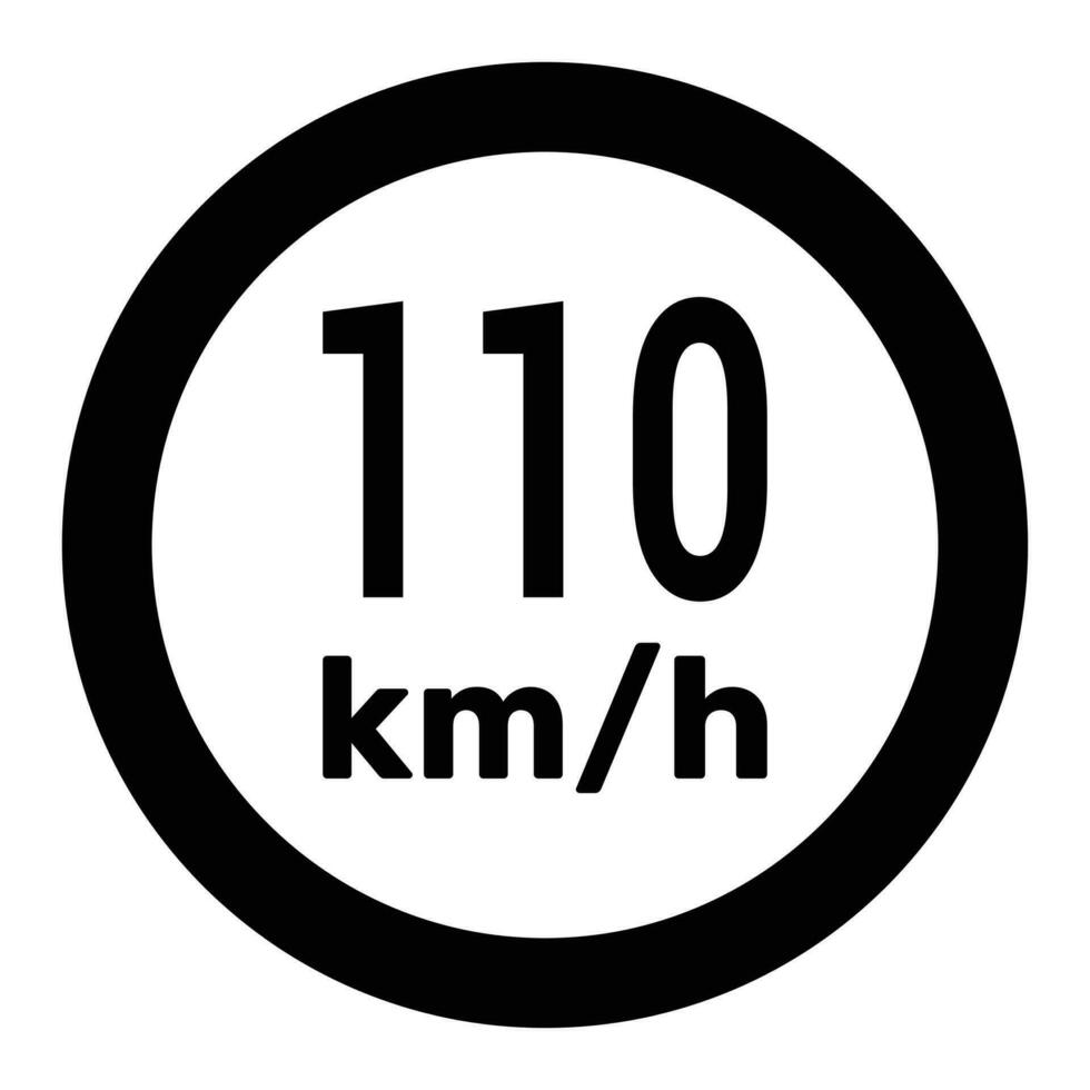 velocidad límite firmar 110 km h icono vector ilustración