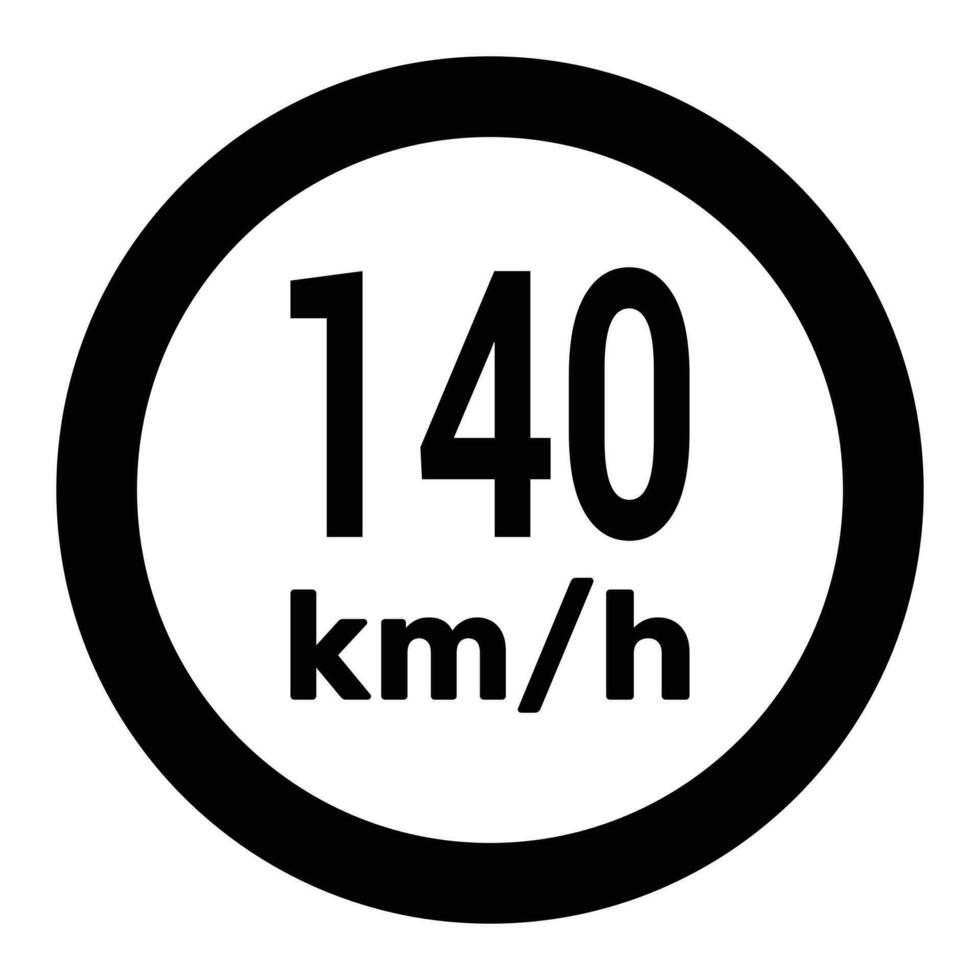 velocidad límite firmar 140 km h icono vector ilustración