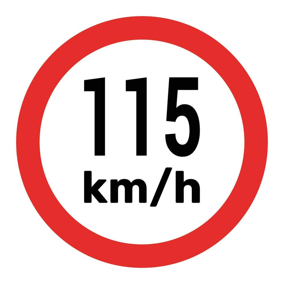 Speed limit sign 115 km h icon vector illustration