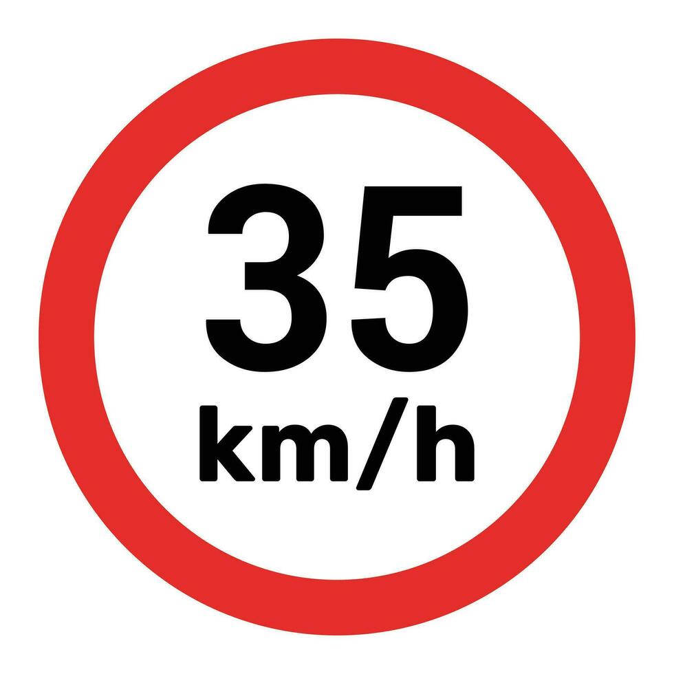 velocidad límite firmar 35 km h icono vector ilustración