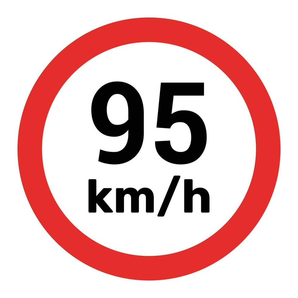 Speed limit sign 95 km h icon vector illustration