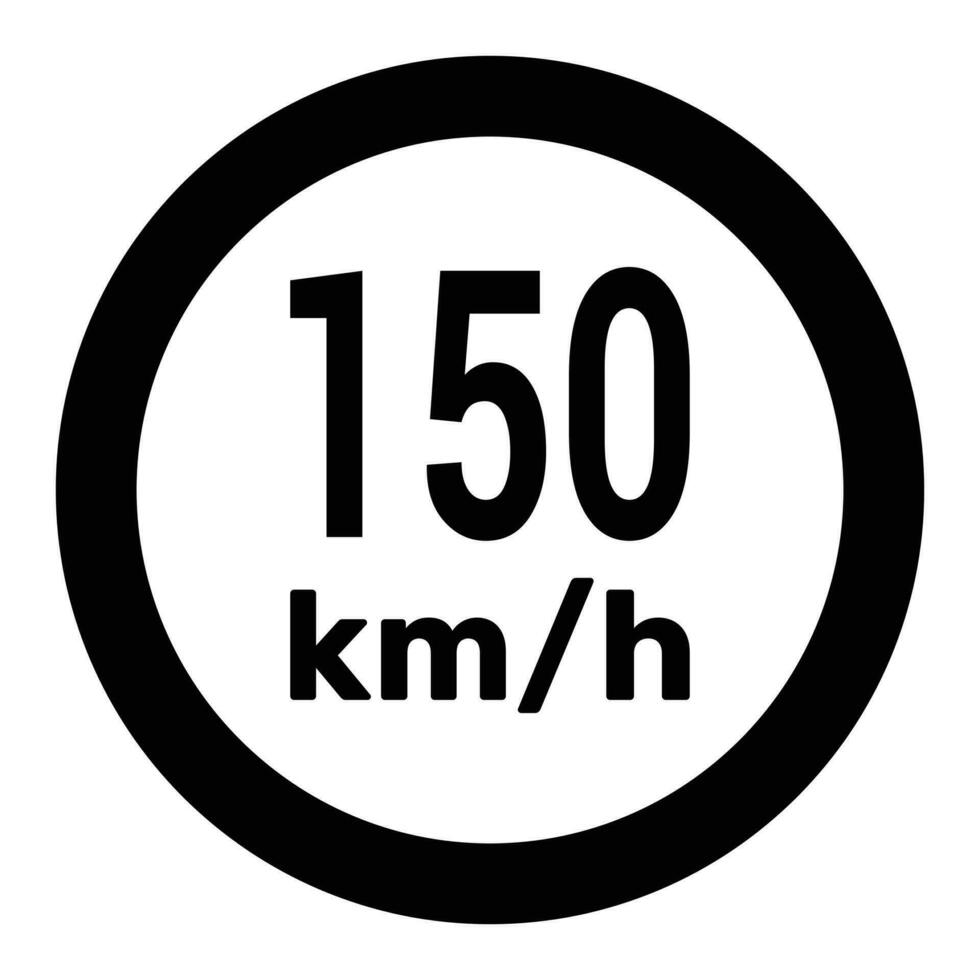 Speed limit sign 150 km h icon vector illustration