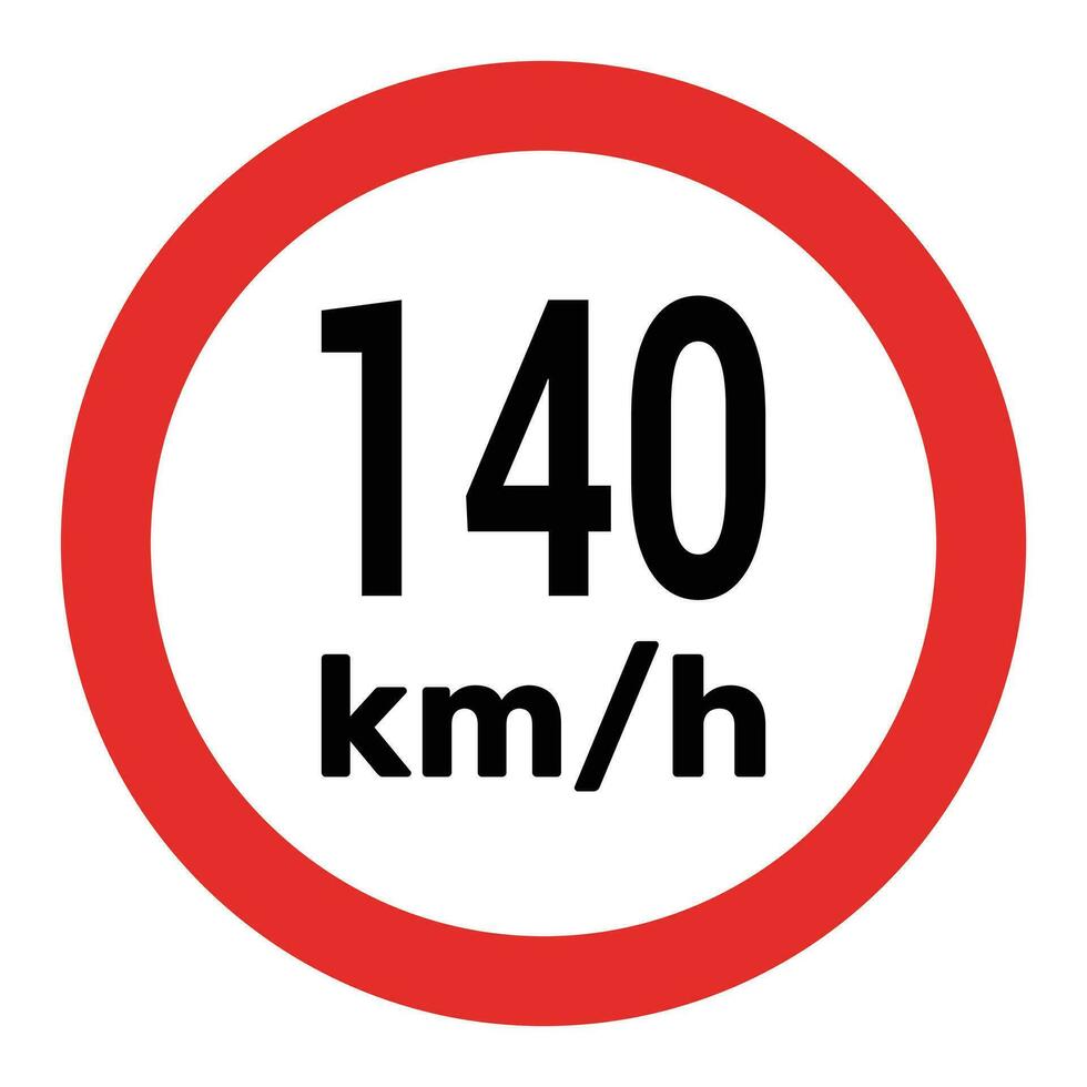 Speed limit sign 140 km h icon vector illustration