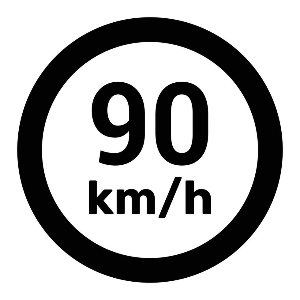 velocidad límite firmar 90 km h icono vector ilustración