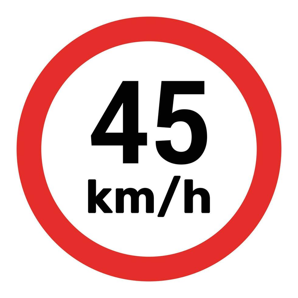 Speed limit sign 45 km h icon vector illustration
