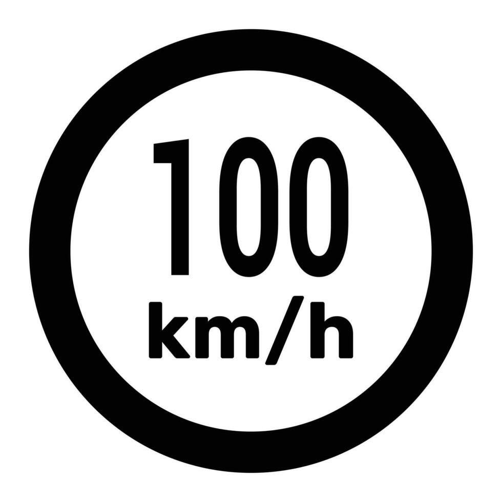 velocidad límite firmar 100 km h icono vector ilustración