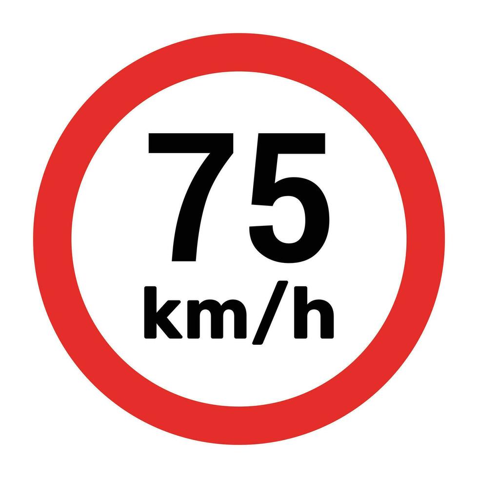 Speed limit sign 75 km h icon vector illustration