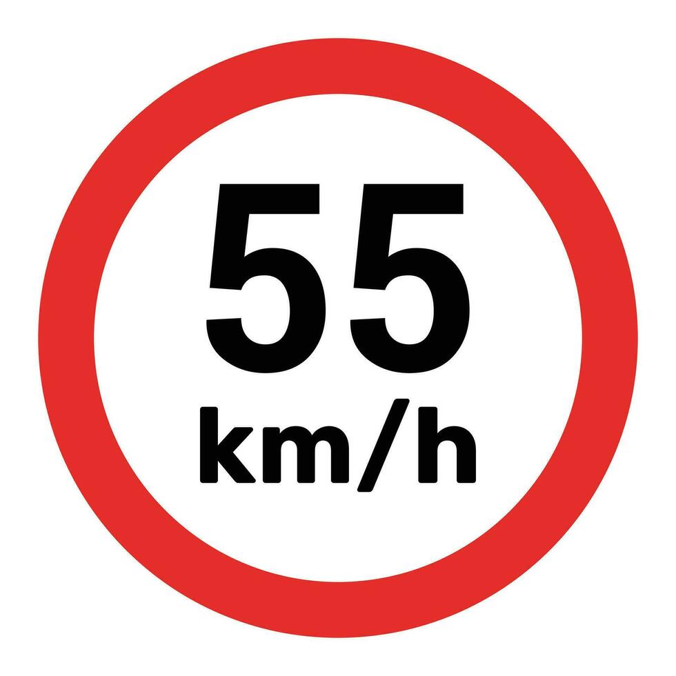 Speed limit sign 55 km h icon vector illustration