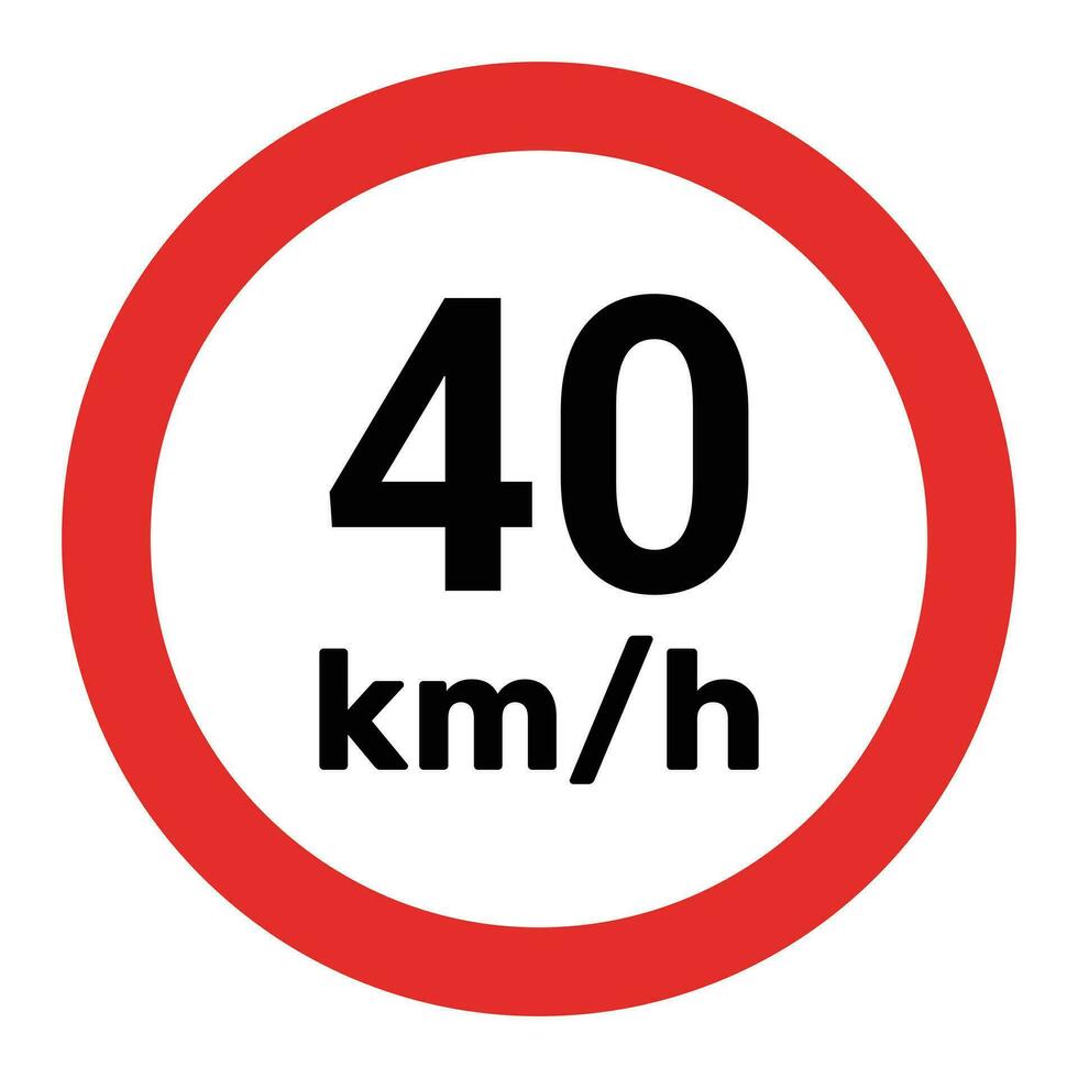 Speed limit sign 40 km h icon vector illustration