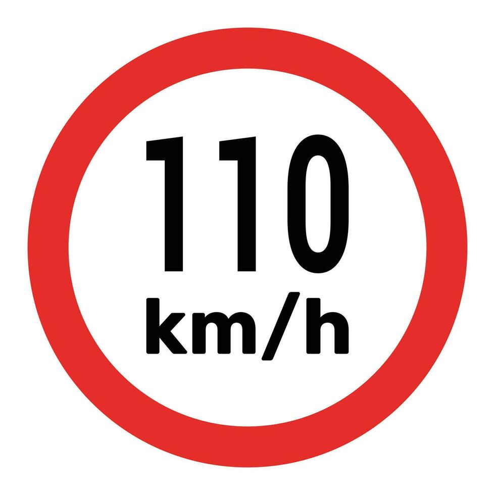 Speed limit sign 110 km h icon vector illustration