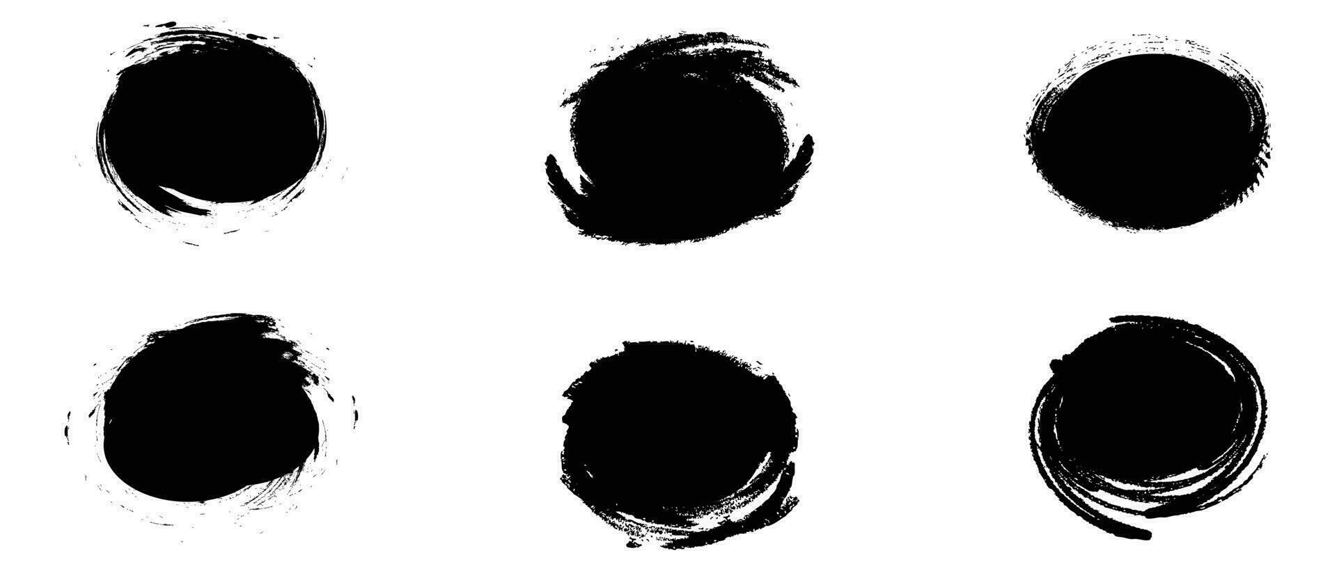 Brush circles round shape Stock black color design. vector