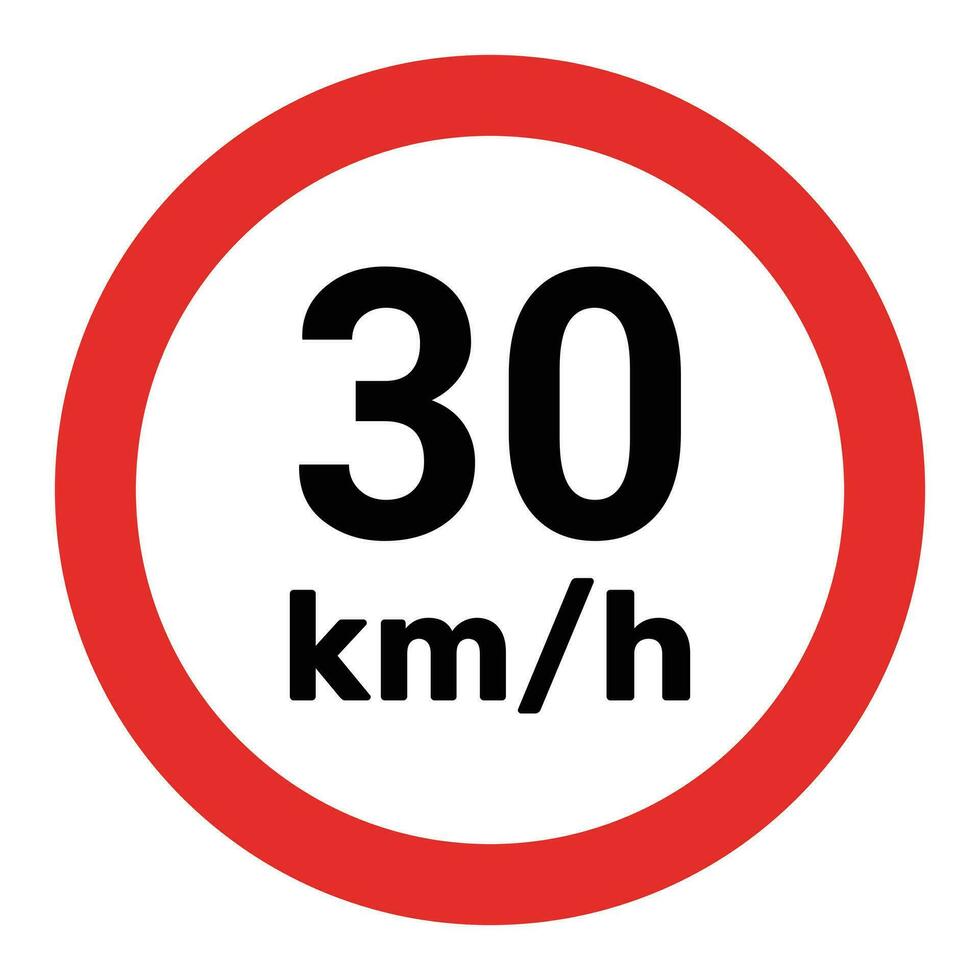 Speed limit sign 30 km h icon vector illustration