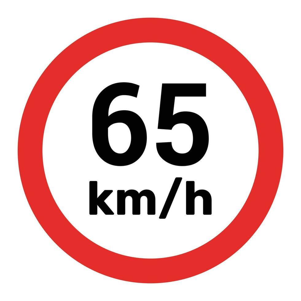 Speed limit sign 65 km h icon vector illustration