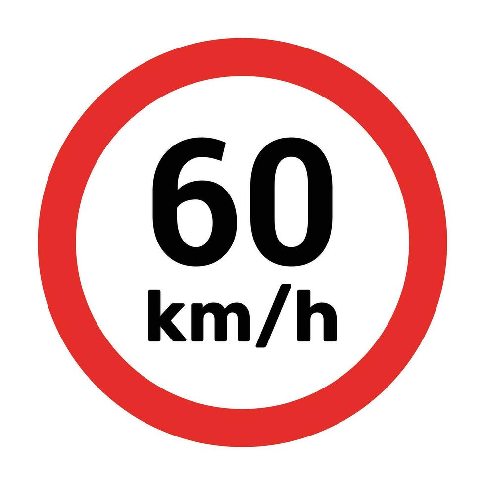 Speed limit sign 60 km h icon vector illustration