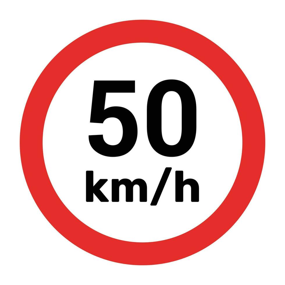 velocidad límite firmar 50 km h icono vector ilustración