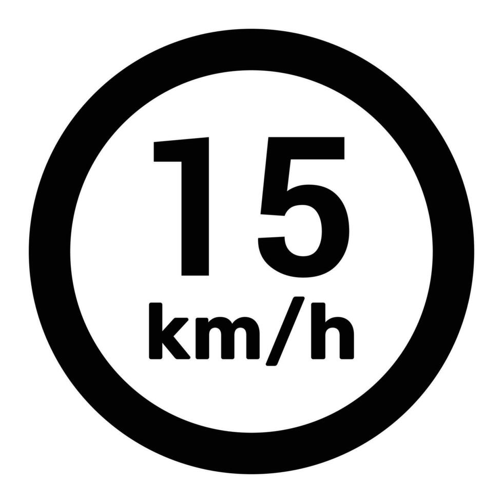 velocidad límite firmar 15 km h icono vector ilustración