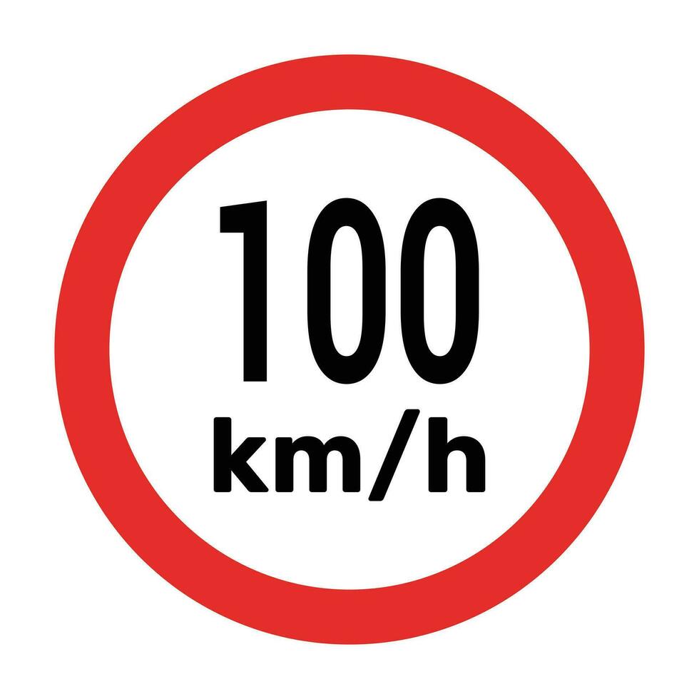 Speed limit sign 100 km h icon vector illustration