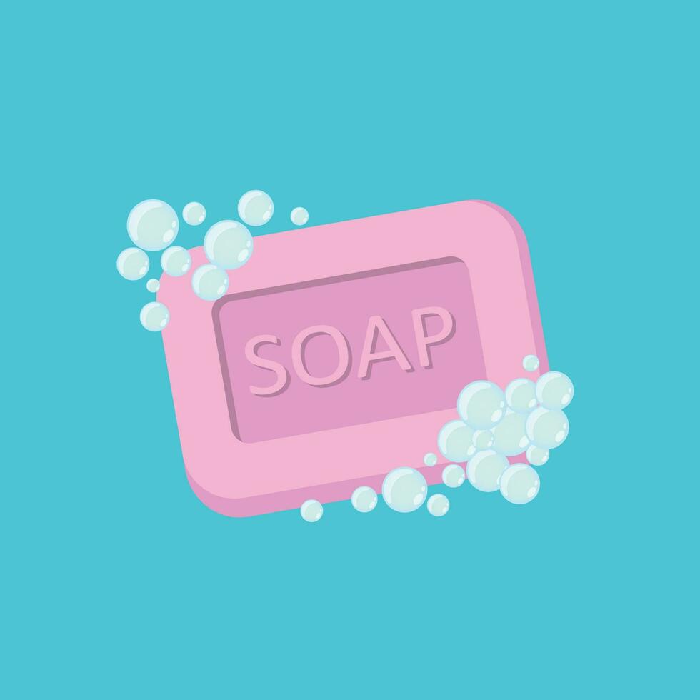 Bar of soap with foam icon in flat style. Cosmetic product for hygienic vector illustration on isolated background. Toiletries sign business concept.