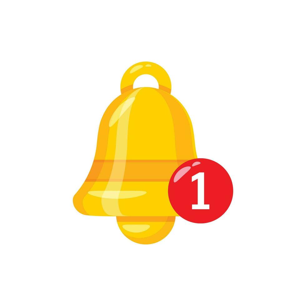 Notification bell icon in flat style. Incoming inbox message vector illustration on isolated background. Ringing bell sign business concept.