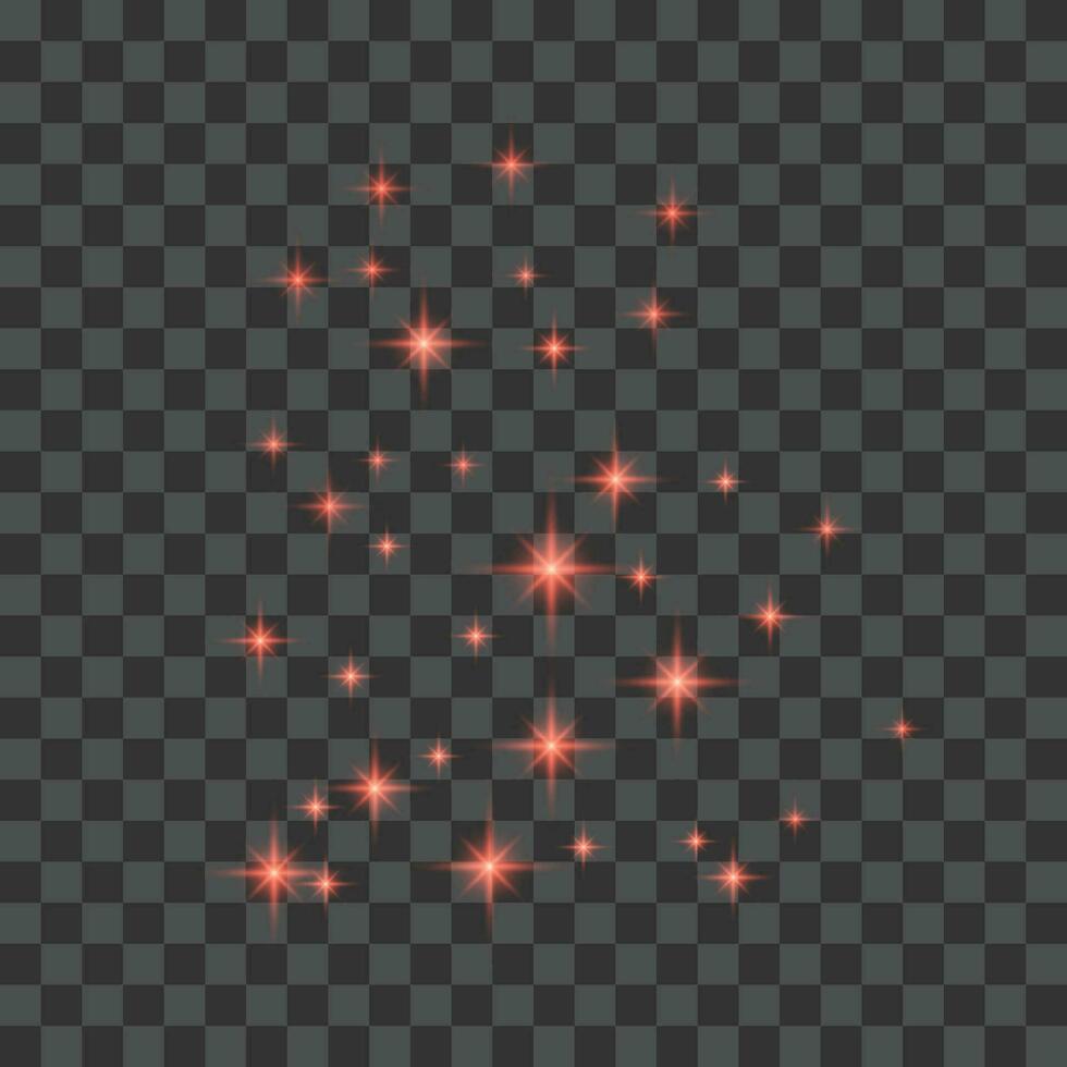 Vector set of red glowing lights effects isolated on transparent background