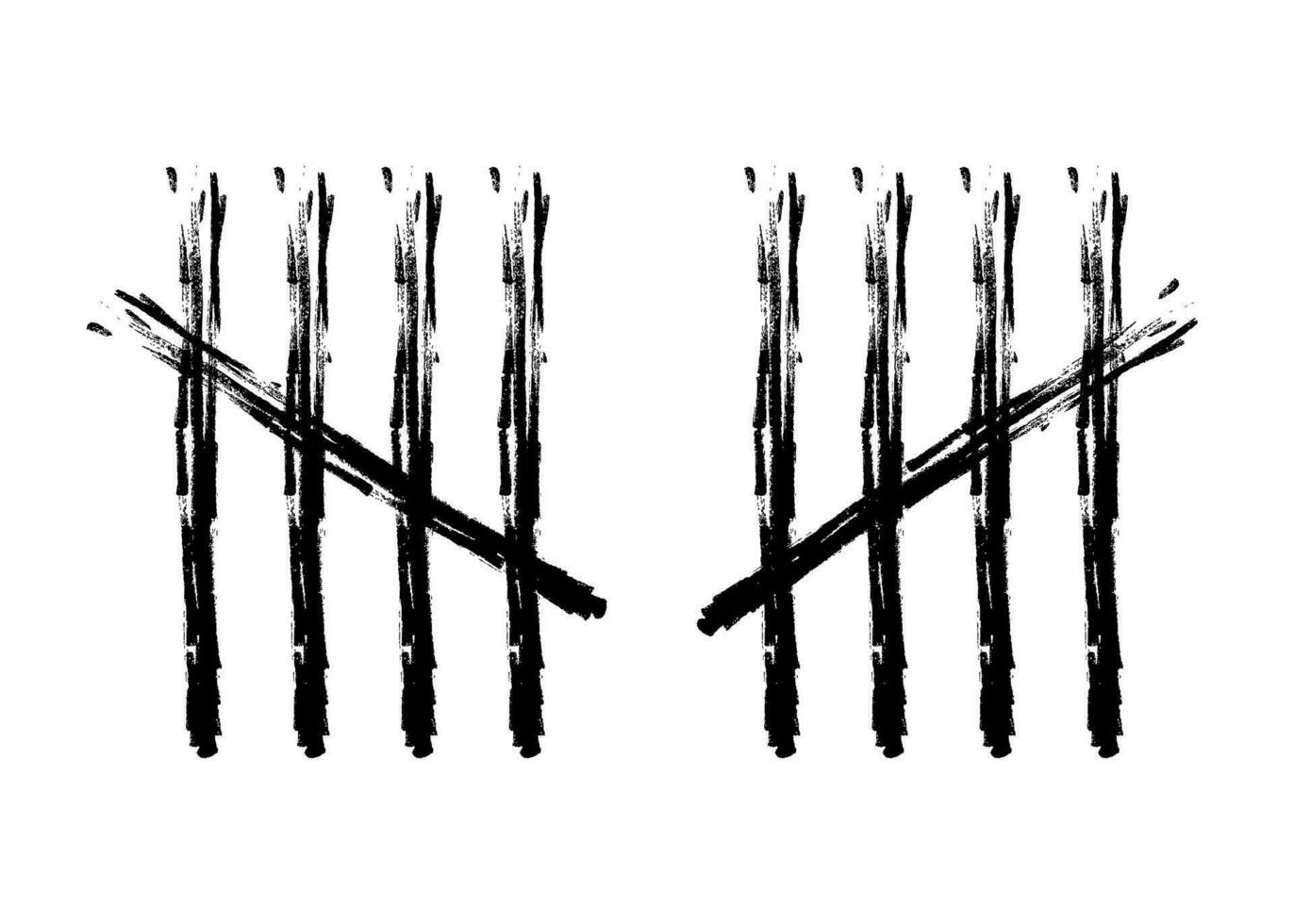 Charcoal Feather tally marks four sticks crossed vector illustration.