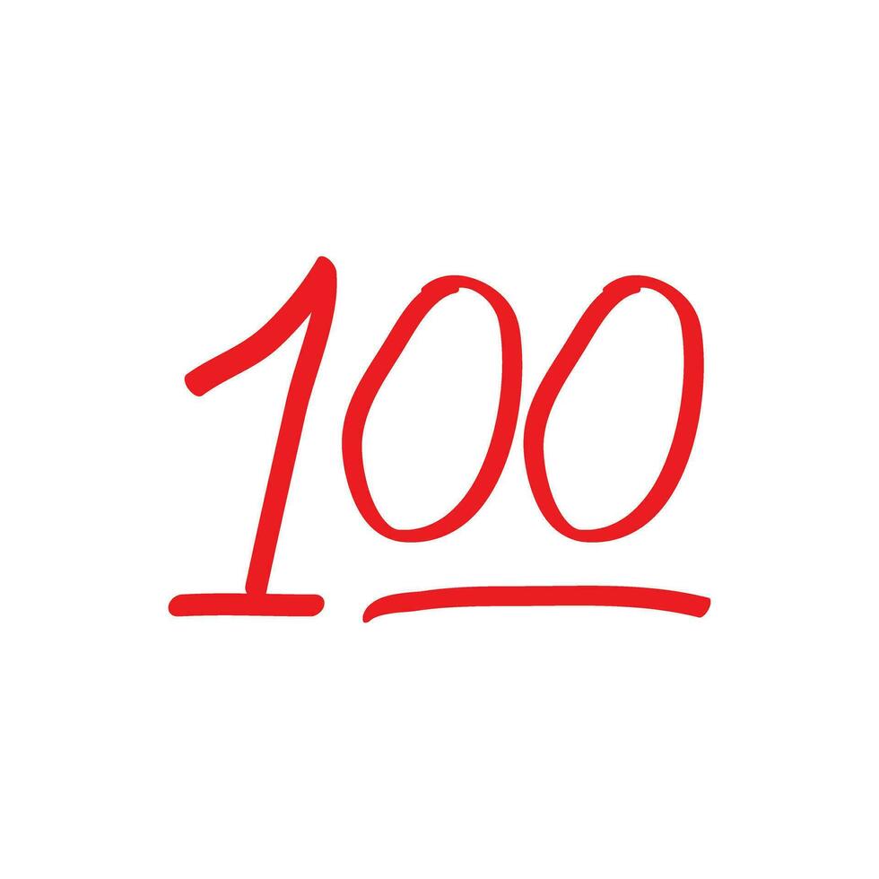 100 cien emoticon vector icono. 100 emoji Puntuación pegatina