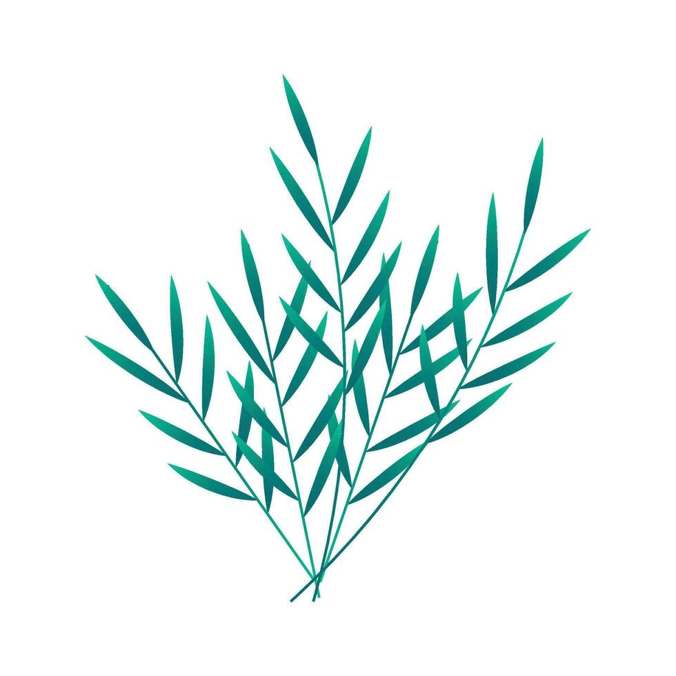 Vector botanical leaf doodle wildflower line art