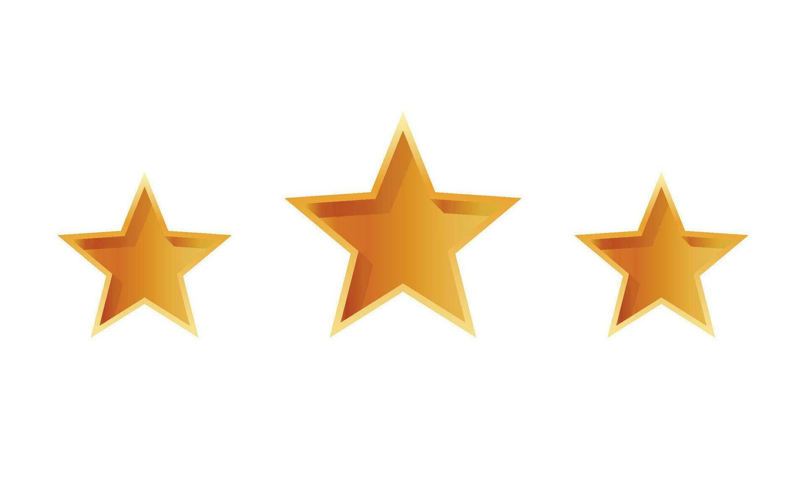 Vector three gold stars isolated on white