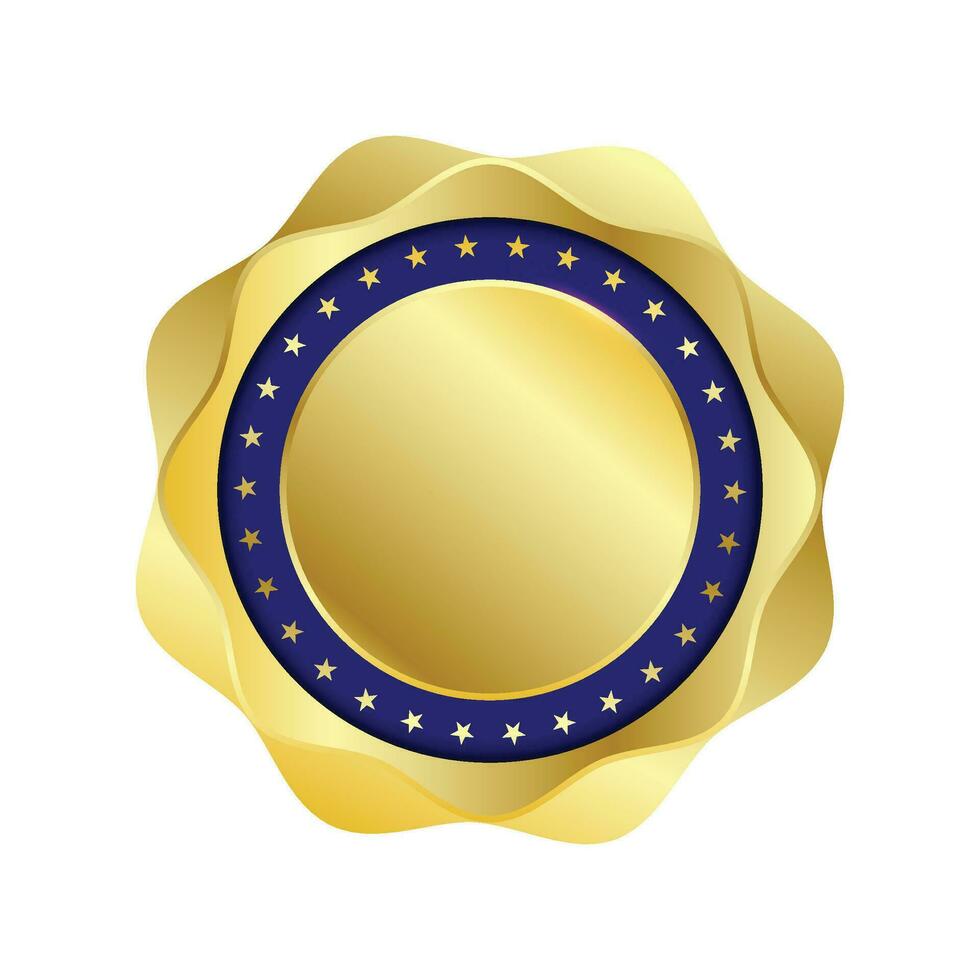 Vector modern gold circle metal badge, label and design elements